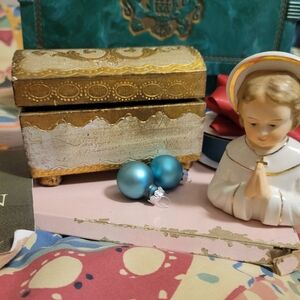 Vintage Italian Florentine Giltwood (?) Trinket Box ~ Rustic ~ Tuscan